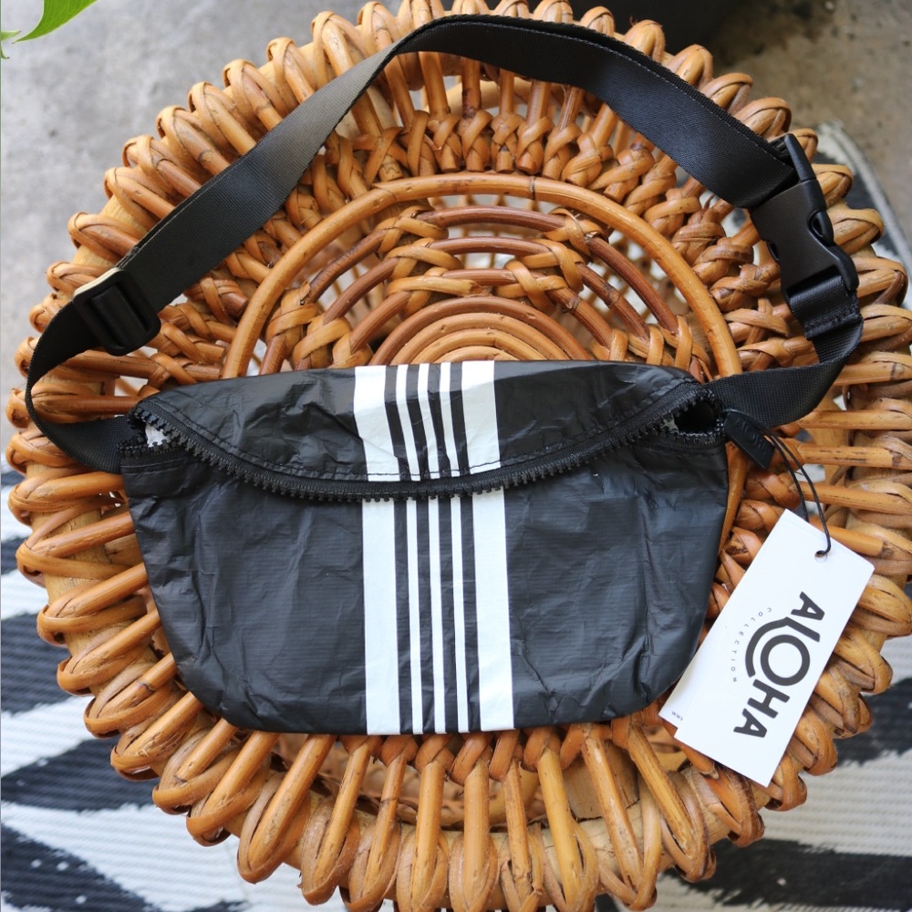 Aloha Collection Black with White Stripes Hip Pack